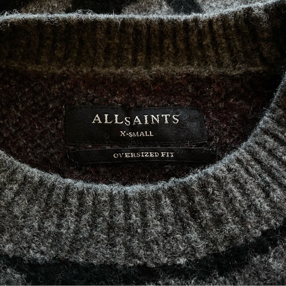 All Saints Tora Tiger Stripe Wool/Yak blend Crew Neck Sweater Sz XS - Picture 7 of 7